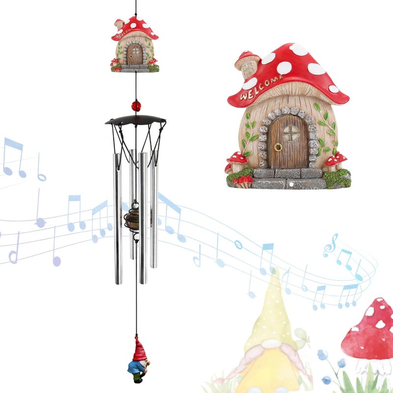 Howarmer Wind Chimes for Outside 24" Mushroom Wind Chimes Outdoor Home Patio Garden Decor Windchimes Outdoors Gift Ideas for Women Mom Grandma Sisters - Image 1